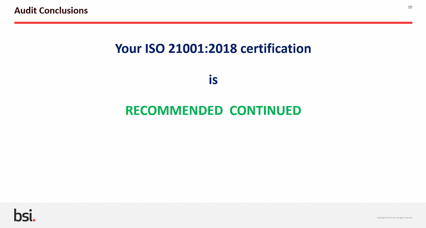 Surveillance Audit II ISO 21001:2018